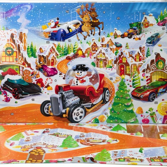 Hot Wheels 2025 Advent Calendar Playset with 10 Surprise Cars🔥 New | Christmas - Picture 3 of 4
